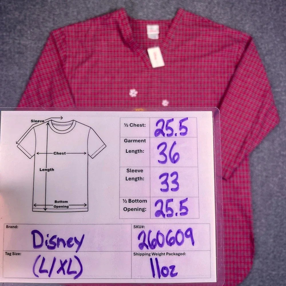 Disney Nightshirt Womens L/XL Red Plaid Winnie Pooh Eeyore Christmas Sleepwear - Picture 4 of 16